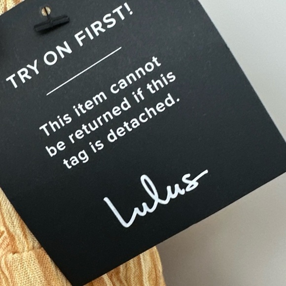 LULUS Dress Downright Darling Mustard Yellow Ruffled Striped Mini Sz L New - Picture 7 of 8